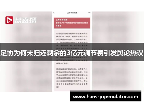 足协为何未归还剩余的3亿元调节费引发舆论热议 足协为何未归还剩余的3亿元调节费引发舆论热议